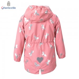 Modern Design Baby Girl Padding Jacket 100% Polyester Cute Pink Unicorn Print Jacket For Kid