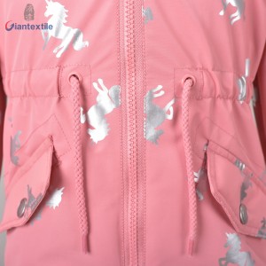 Modern Design Baby Girl Padding Jacket 100% Polyester Cute Pink Unicorn Print Jacket For Kid