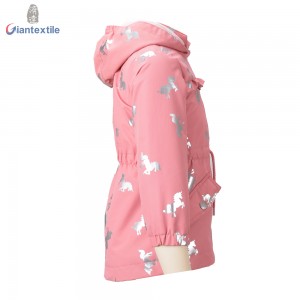 Modern Design Baby Girl Padding Jacket 100% Polyester Cute Pink Unicorn Print Jacket For Kid