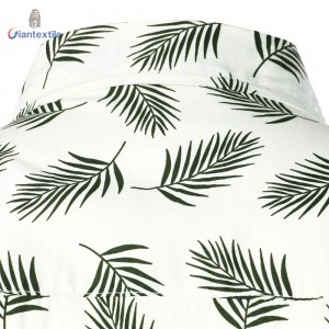 Best Quality Men’s Shirt 100% Cotton White Leaf  Print Casual Fashion Short Sleeve Shirt For Men GT20220426-4