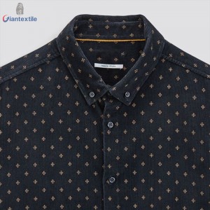 Giantextile Nice Look Men’s Shirt Dot Print 100% Cotton Geometric 28W Corduroy Long Sleeve Casual Shirt For Men GTCW200125G1