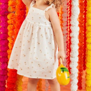 Summer Girls Dress with Palm Print – Cute Sleeveless Sundress for Kids