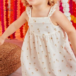 Summer Girls Dress with Palm Print – Cute Sleeveless Sundress for Kids