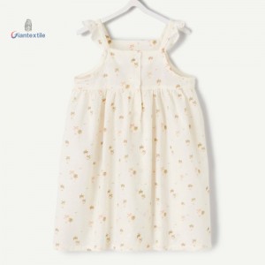 Summer Girls Dress with Palm Print – Cute Sleeveless Sundress for Kids