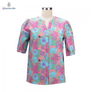 Newly Designed Floral Print Blouse for Women – Short Sleeve Button Front Relaxed Fit Trendy Top Summer Wear Shirts
