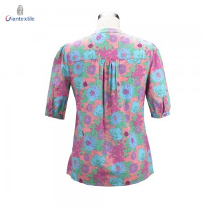 Newly Designed Floral Print Blouse for Women – Short Sleeve Button Front Relaxed Fit Trendy Top Summer Wear Shirts