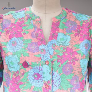 Newly Designed Floral Print Blouse for Women – Short Sleeve Button Front Relaxed Fit Trendy Top Summer Wear Shirts