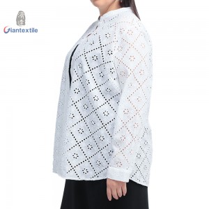 Women ‘s Top Plus Size White Embroidered for Women – Long Sleeve- Open Front- Cropped- Diamond Pattern For Woman