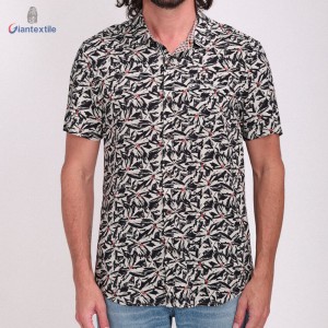 Giantextile Men’sTurn Down Collar Shirt Viscose Plant Floral Print Summer Beach Summer Wear Casual Shirts For Men