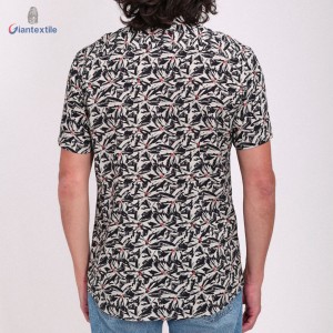 Giantextile Men’sTurn Down Collar Shirt Viscose Plant Floral Print Summer Beach Summer Wear Casual Shirts For Men