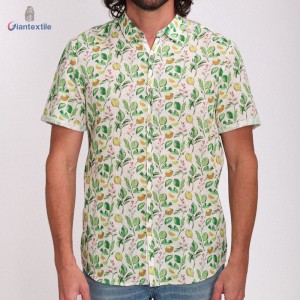 Men’s Print Hawaii Shirt 55%Linen 45%Viscose Green Fruit Print Shirt