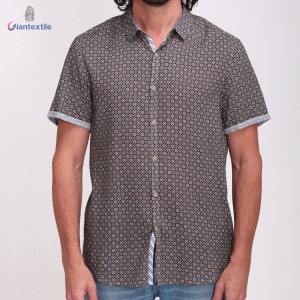 Giantextile Open Collar Cotton Viscose Geometric Hawaiian Shirts