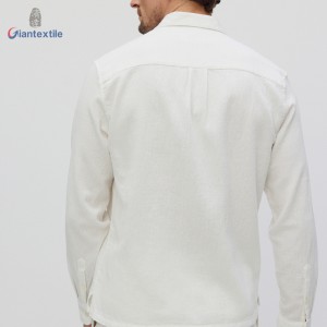 Pure White Men’s Shirt 100% Cotton Crepe Solid Long Sleeve Shirt For Men