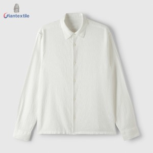 Pure White Men’s Shirt 100% Cotton Crepe Solid Long Sleeve Shirt For Men