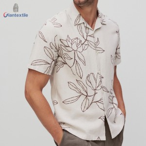 Summer Collection Botanical Linen Shirt 55%Linen 45%Viscose  Print Shirt For Men