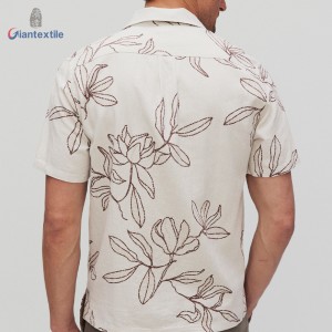 Summer Collection Botanical Linen Shirt 55%Linen 45%Viscose  Print Shirt For Men