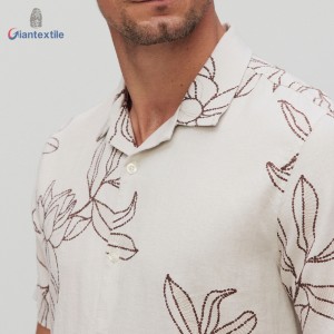 Summer Collection Botanical Linen Shirt 55%Linen 45%Viscose  Print Shirt For Men