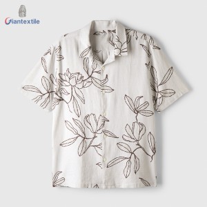 Summer Collection Botanical Linen Shirt 55%Linen 45%Viscose  Print Shirt For Men