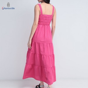 Giantextile New Look Women’s Pink Maxi Dress with Square Neckline and Pockets-Flirty- Flowing Dress For Women