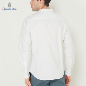 Men’s Stand Collar Long-Sleeve Oxford Shirt -Minimalist Style for Business Casual Wear by Giantextile