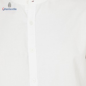 Men’s Stand Collar Long-Sleeve Oxford Shirt -Minimalist Style for Business Casual Wear by Giantextile