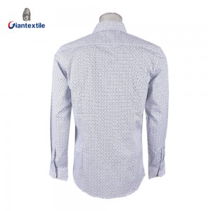 Men’s Long-Sleeved Dress Shirt with Small Print Design for Formal Occasions and Business Meetings