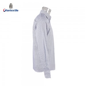 Men’s Long-Sleeved Dress Shirt with Small Print Design for Formal Occasions and Business Meetings