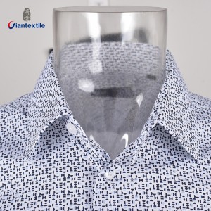 Men’s Long-Sleeved Dress Shirt with Small Print Design for Formal Occasions and Business Meetings