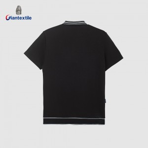 Men’s Classic Black Short-Sleeved Polo Shirt with Contrast Trim Details for Business or Casual Wear