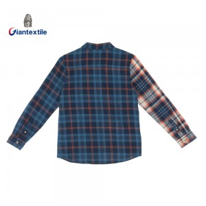 Kids’ Patchwork Plaid Shirt 100% Cotton Fun Design Comfortable Fit Long Sleeves Shirts