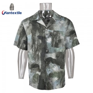 Giantextile Summer Wear Men’s Short-Sleeve Digital Print Shirt -Innovative Printing with Camp Collar