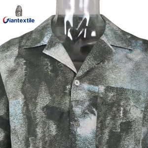 Giantextile Summer Wear Men’s Short-Sleeve Digital Print Shirt -Innovative Printing with Camp Collar