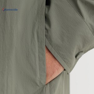 Daily Wear Men’s Solid Color Long-Sleeved Shirt – Army Green 100% Polymadie with Button-Front and Regular Fit for Casual Wear