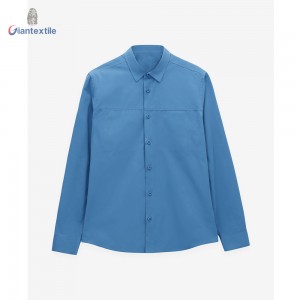 Men’s Solid Color Long-Sleeved Poplin Shirt Cotton Polyester Polymadie Fabric Good Hand Feel Pocket Digging Design Casual Shirt