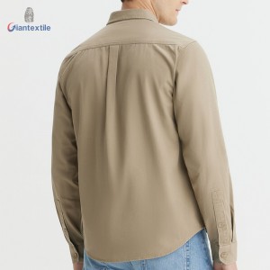 Men’s Khaki Twill Shirt with Flap Pockets-100% Cotton Durable and Stylish by Giantextile