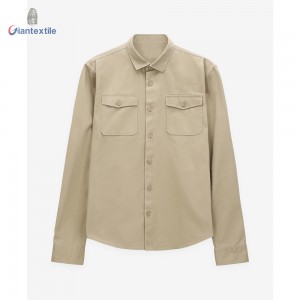 Men’s Khaki Twill Shirt with Flap Pockets-100% Cotton Durable and Stylish by Giantextile