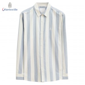 Men’s Striped Long-Sleeve Shirt Casual and Modern 100% Cotton Oxford Button-Up by Giantextile GTCW202305G1