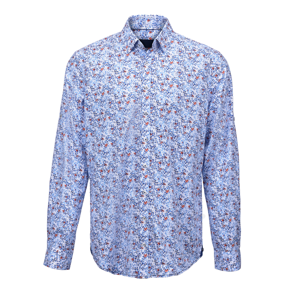 Men’s Print Shirt 100% Cotton Long Sleeve Flower Digital Print Shirt ...