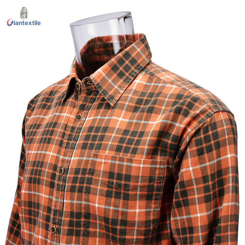 Versatile Durable Men’s Print Shirt Teal and Orange Tartan Check Print ...