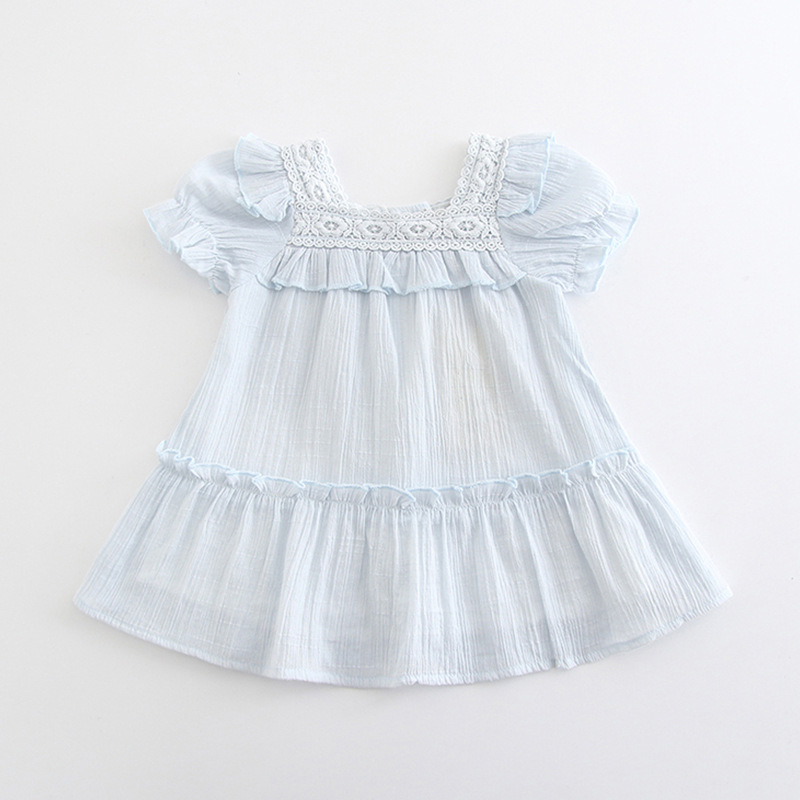 Summer New Fashion Dress Baby Child Solid Cotton Ins Lace Collar ...