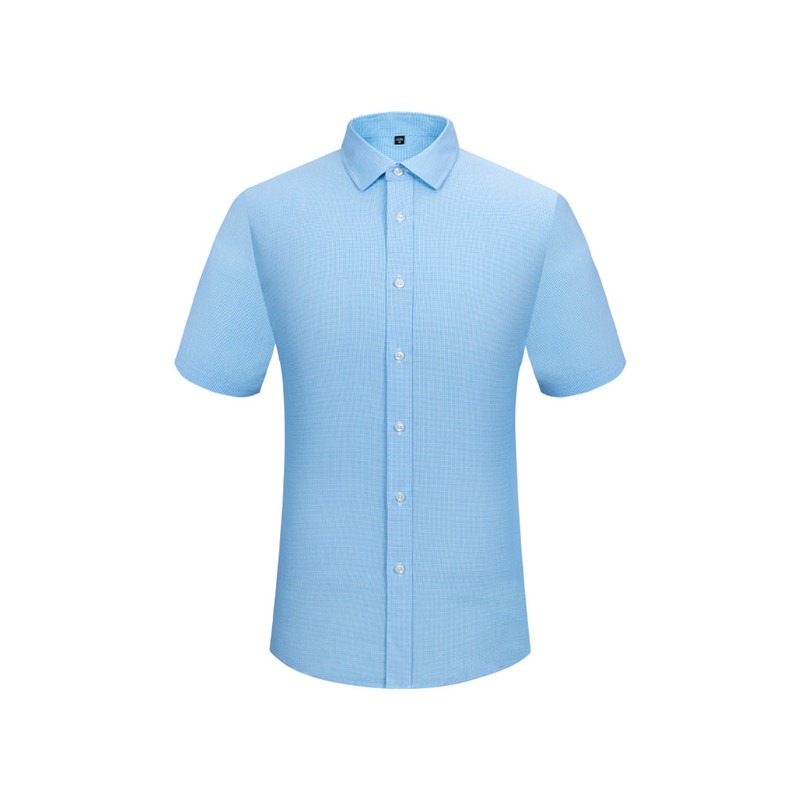 Ready to Ship 100% Cotton Men's Light Blue Mini Plaid Shirts Short ...