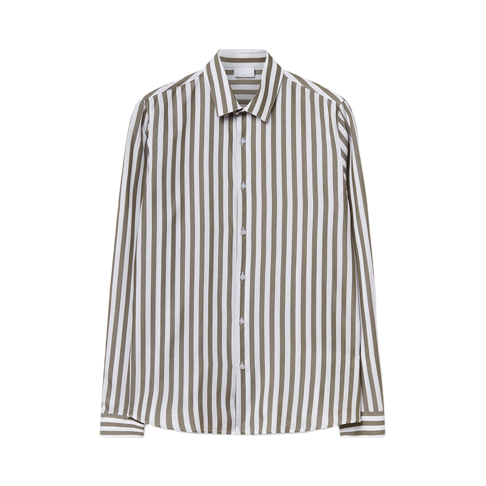 Men’s Casual Shirt 100% Lyocell Yarn Dyed Twill Striped Long Sleeve ...