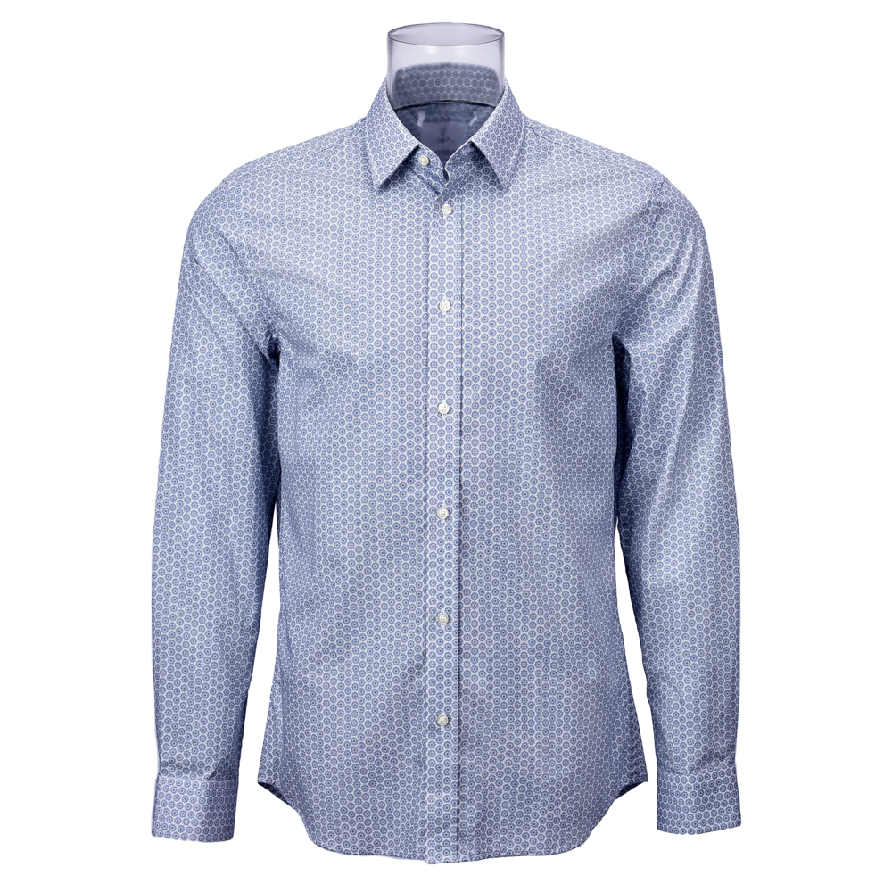 Men's 100%BCI Cotton Print Long Sleeve Shirt Mini Geometric Digital ...